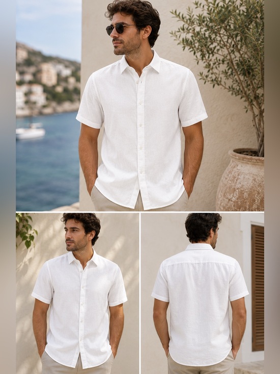 Banana Republic Other - Banana Republic White Short-Sleeve Linen Blend Button-Down Shirt